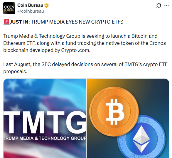 Trump media eyes new crypto etfs