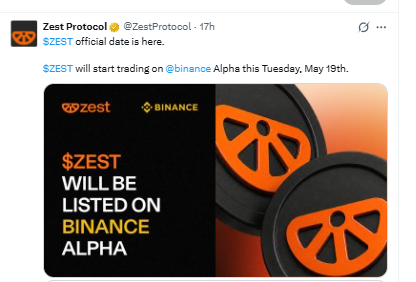 Zest protocol officsal tweet