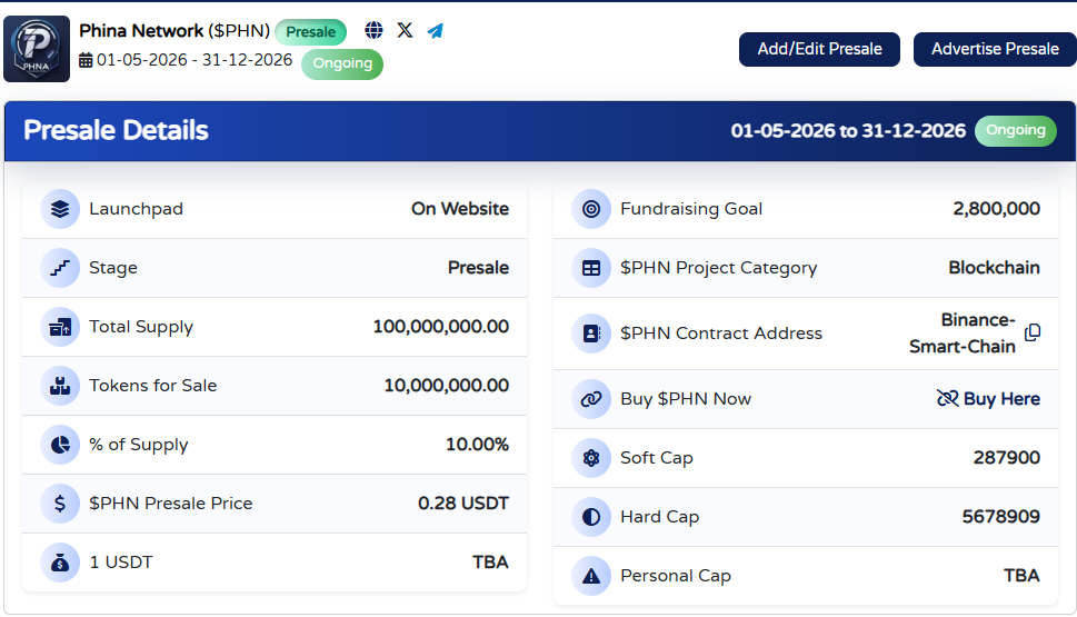 Phina Network Presale Phina Network Presale