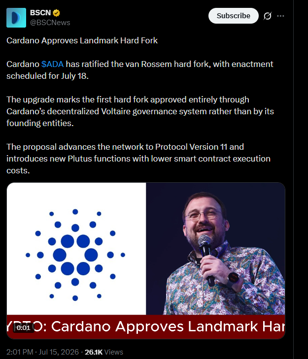 cardano news on x 