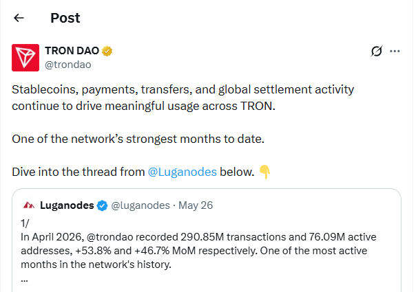 TRON DAO post today