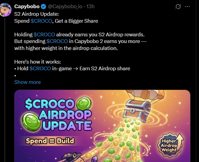 Capybobo CROCO Token Airdrop Update