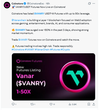 Posted on X by CoinstoreExc Posted on X by CoinstoreExc