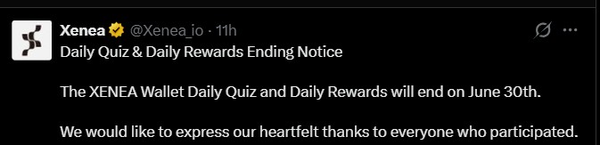 Xenea Daily Quiz Ended