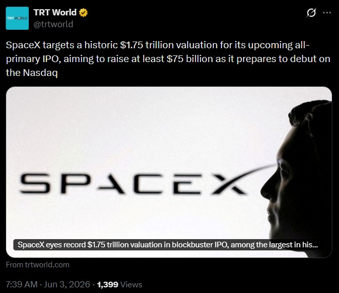  SpaceX IPO valuation 2026