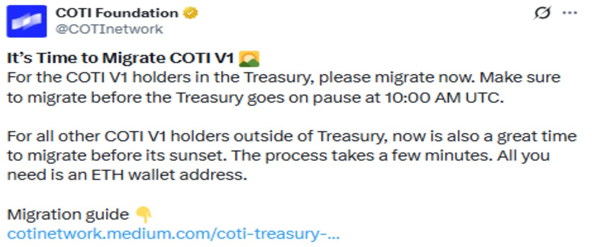 Official X post screenshot showing migration details