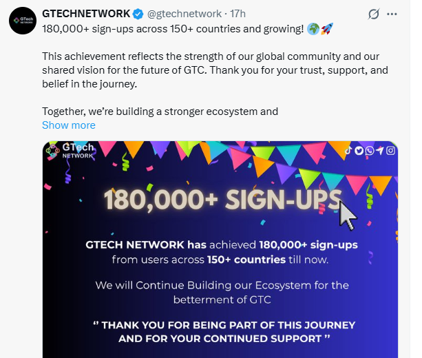GTech Network 180000 sign-ups