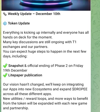 Dropee Tokenomics and Snapshot