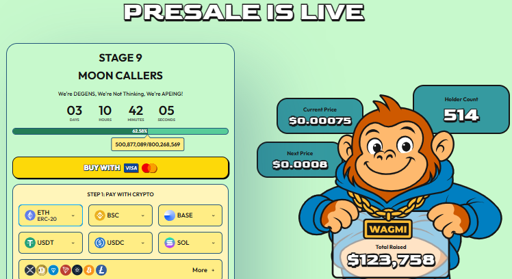 Apeing Presale Live Dashboard 