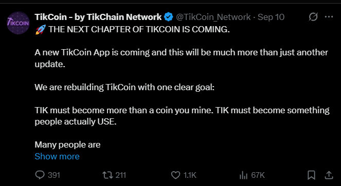 TikCoin Network Listing Date Still Targets October 10 TikCoin Network Listing Date Still Targets October 10