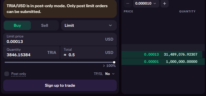 Tria Kraken Listing Pre-Trading Data