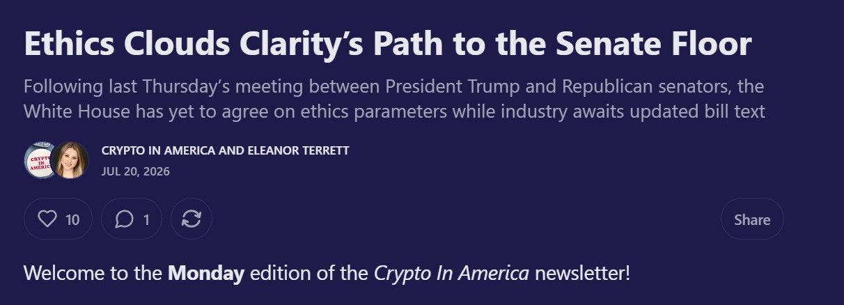 Trump Agrees to CLARITY Act Ethics Provision Ahead of Senate Vote