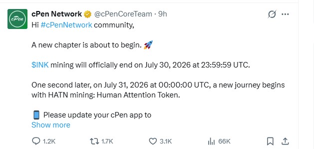 INK Token Mining Coming to an End on cPen Network