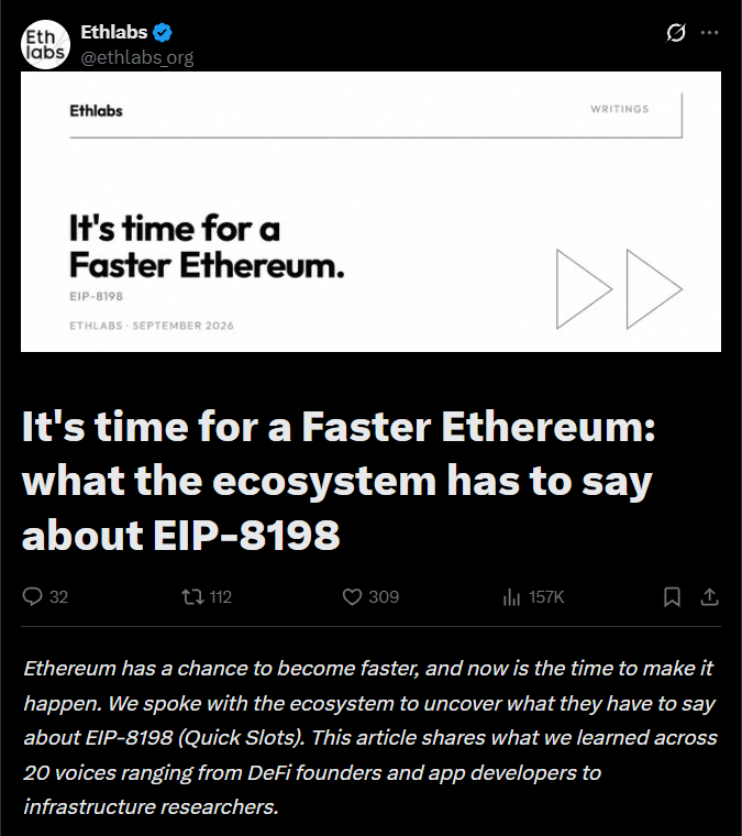 Ethereum Quick Slots Proposal Targets 10-Second Blocks