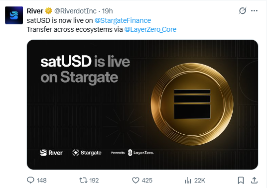 satUSD cross chain integration on Stargate and LayerZero showing liquidity expansion across Ethereum
