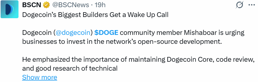 DOGE News: Builders Urged to Fund Development DOGE News: Builders Urged to Fund Development