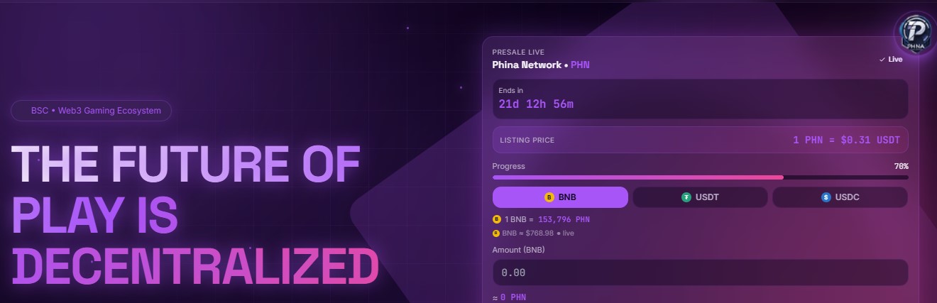 Phina Network presale page Phina Network presale page