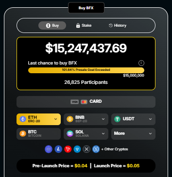 BlockchainFX Presale Dashboard 