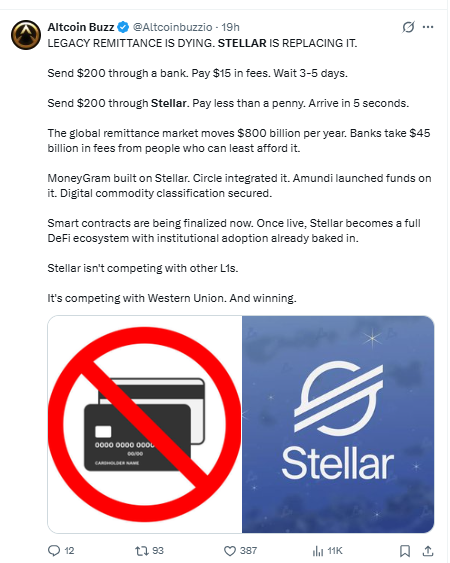 Stellar vs bank remittance showing faster and cheaper global payments