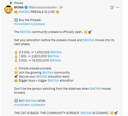 Official posts promote the presale 