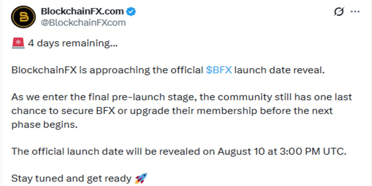 Official BFX X post screenshot showing launch date update