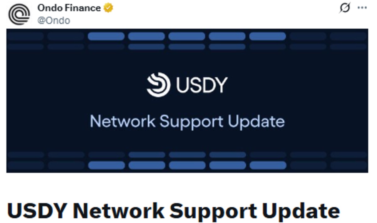 Ondo Finance News official X post showing update