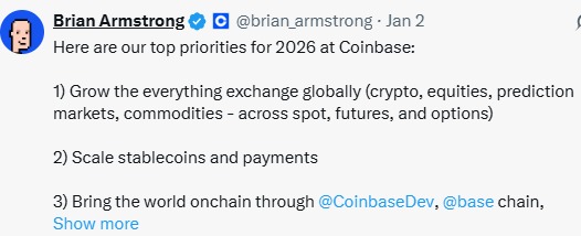 Coinbase CEO Tweet