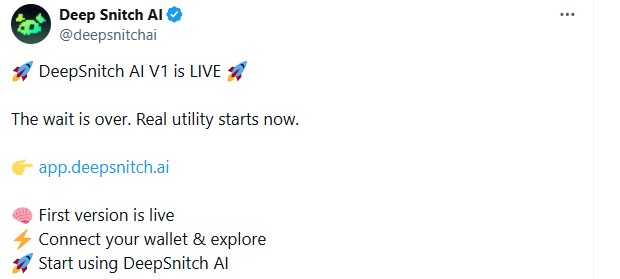 DeepSnitch AI Launches V1 DeepSnitch AI Launches V1