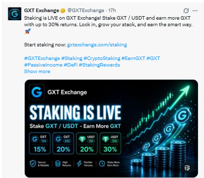 Staking is LIVE on GXT Exchange