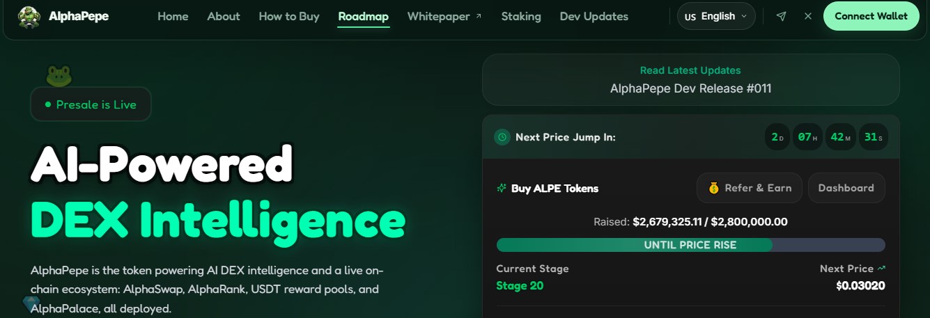 official AlphaPepe roadmap page
