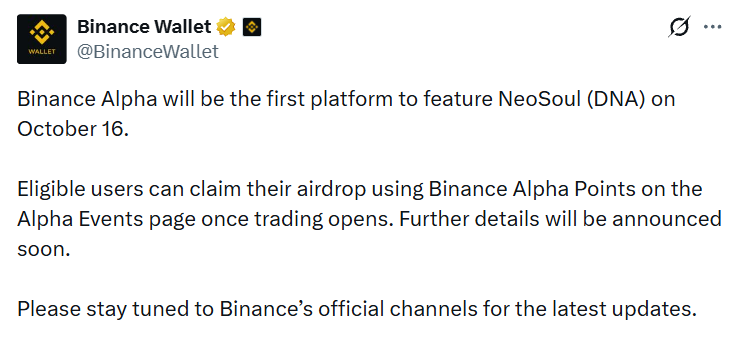 NeoSoul Binance Listing NeoSoul Binance Listing