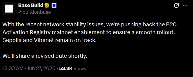 Base Mainnet Launch Delay