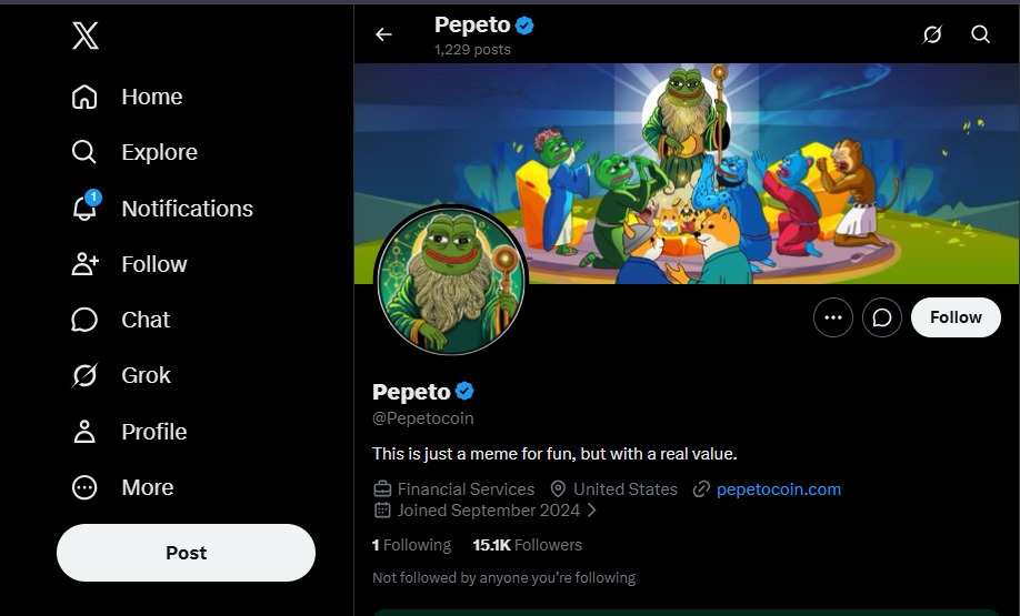 Pepeto Official X Account