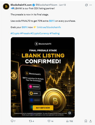 BlockchainFX LBank listing confirmed for BFX token BlockchainFX LBank listing confirmed for BFX token