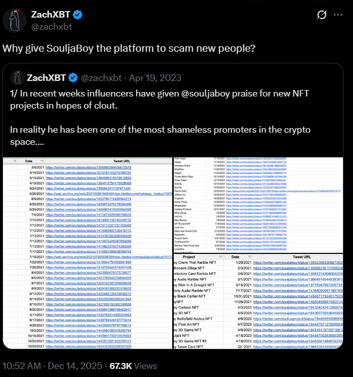 Long History of Soulja Boy Peddling Crypto Scam Projects. Long History of Soulja Boy Peddling Crypto Scam Projects.