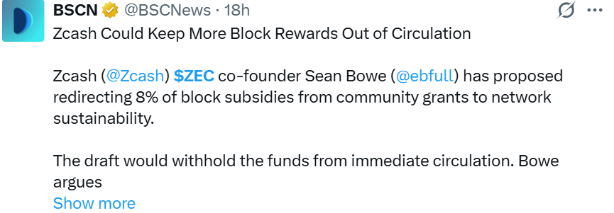 Zcash News: Sean Bowe Proposes a Subsidy Change