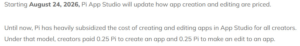 Official Blog of Pi network news showing update