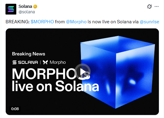 Morpho is live on Solana Via Sunrise Morpho is live on Solana Via Sunrise