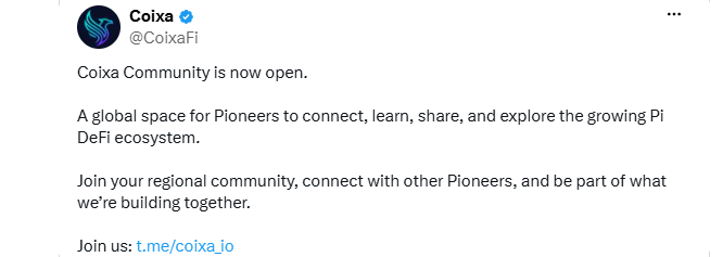 Coixa Opens Its Global Community for Pi DeFi Users Coixa Opens Its Global Community for Pi DeFi Users