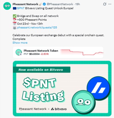$PNT Bitvavo Listing Quest Unlock Europe
