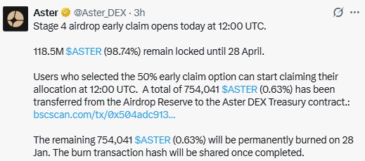Aster Airdrop stage 4 announcement Aster Airdrop stage 4 announcement