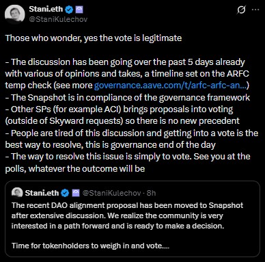 voting on a proposal to adjust token ownership