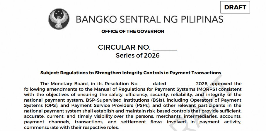 Philippines Crypto BSP OPS Freeze Draft
