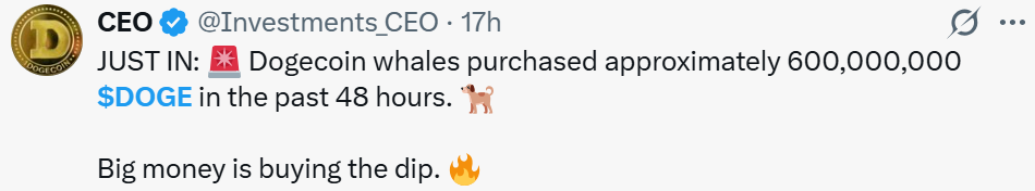 Dogecoin News Today: Whales Reportedly Buy 600 Million DOGE Dogecoin News Today: Whales Reportedly Buy 600 Million DOGE