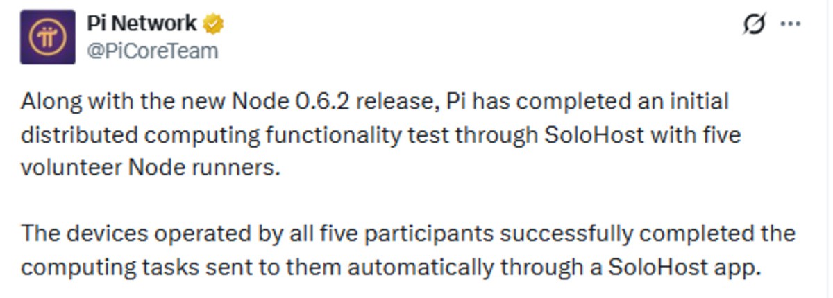 Pi Network News official X Post screenshot Pi Network News official X Post screenshot