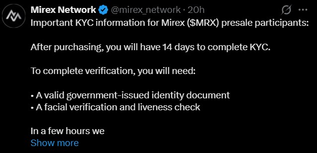 Mirex network KYC Mirex network KYC