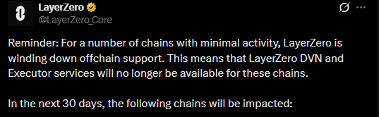 LayerZero chain support update LayerZero chain support update