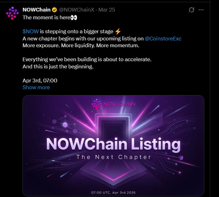 NOW Token Listing on Coinstore 
