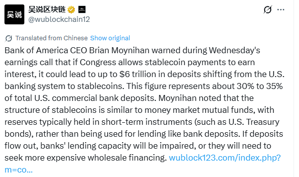 BOA CEO stablecoin warning