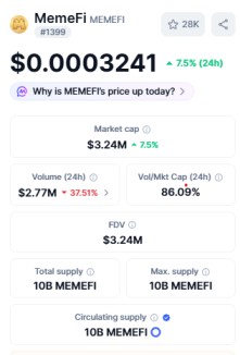 top 10 crypto gaming tokens MemeFi MEMEFI